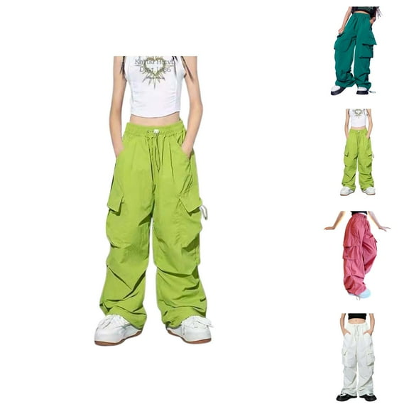 Girl Clothes Pants for Girls Pants For Girls Casual High Waisted Drawstring Loose Fit Pockets Kid Tall Cargo Sweatpants