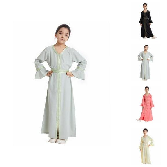 Girl Clothes Sets for Girls Kids Girls Long Sleeve Kaftan Maxi Prayer Clothes Dresses Abaya