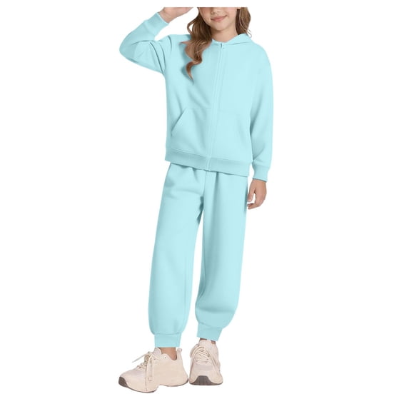 Girl Clothes Size 10-12 Shirt and Pants Boys Sweatsuit Set - 2 Piece Solid Fleece Boys Zip up Hoodie and Athletic Jogger Sweatpants (Sizes: 5-18)