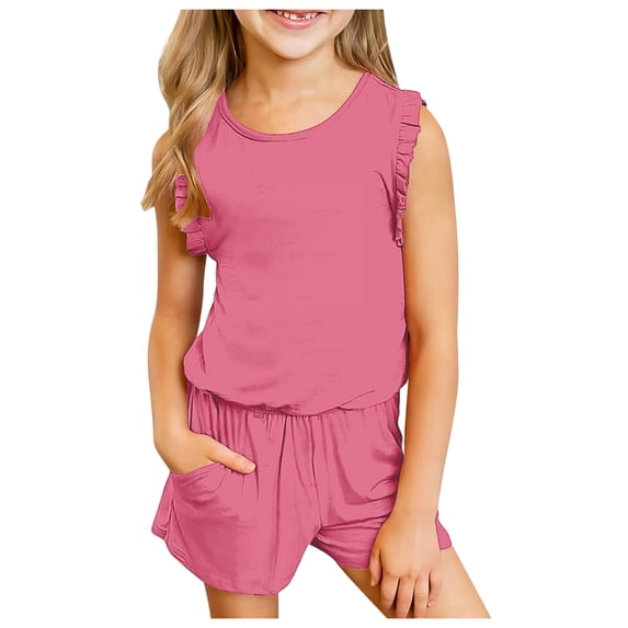 Girl Clothes Sleeveless Tank Tops Ruffle Halter Shirts Floral Shorts 2 Piece Set Summer Outfits Baby Girl Outfits Summer