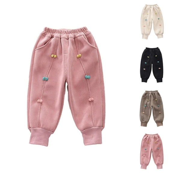 Girl Clothes Solid Color Sweatpants Toddler And Boys Lined Sweatpants Youth Jogger Pants Kids Pants With Pockets