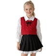 thumbnail image 1 of Girl Clothes Summer Long Sleeves Tops and Knitted Vest and Skirts Girls 3 Piece Outfits Set 5-6 Years Girl Clothes, 1 of 4