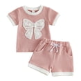 thumbnail image 1 of Girl Clothes Toddler Girls Summer Outfit Heart Tank Top+Pink Shorts 2 Piece Clothing for Girl 1 2 3 4 5 6 7 T Girls Summer Set 0-3 Years,0-6 Months, 1 of 9