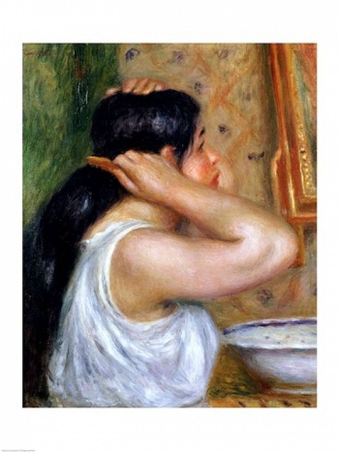Girl Combing her Hair 1907 Canvas Art - Pierre-Auguste Renoir (18 x 24)