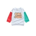 thumbnail image 1 of Girl Contrast Color Sweatshirt, Letter Print Long Sleeve Pullover, 1 of 7