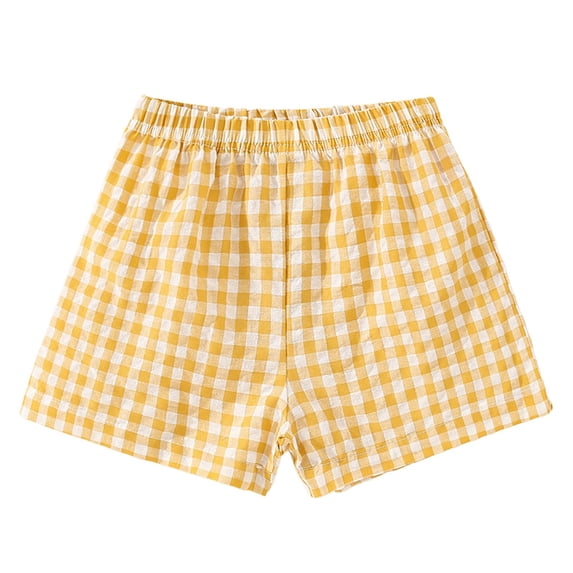 Girl Cotton Casual Checkered Shorts Little Girl Outside Wear Summer Thin Fashion Versatile Pants