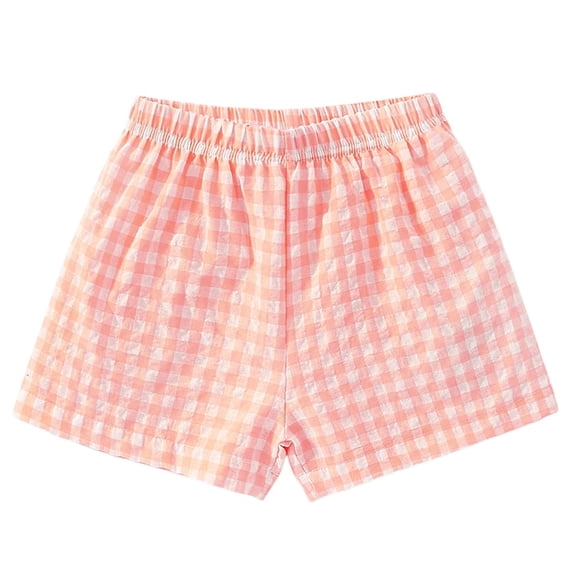 Girl Cotton Casual Checkered Shorts Little Girl Outside Wear Summer Thin Fashion Versatile Pants