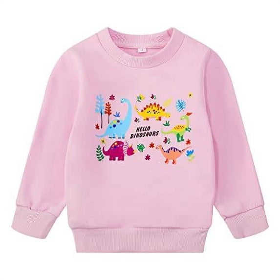 Girl Cotton Dinosaur Print Sweatshirt Toddler Fall Clothes Long Sleeve Shirt 4T(195)