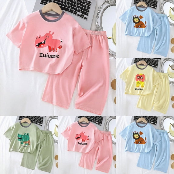 Girl Cotton Pajamas Set Long Sleeve Sleepwear Nightwear Soft Pjs Sets,6-12 Months 12-24 Months 2t 3t 4t 5t 6t 7t 8t 9t Children(Green,3-6 Months)
