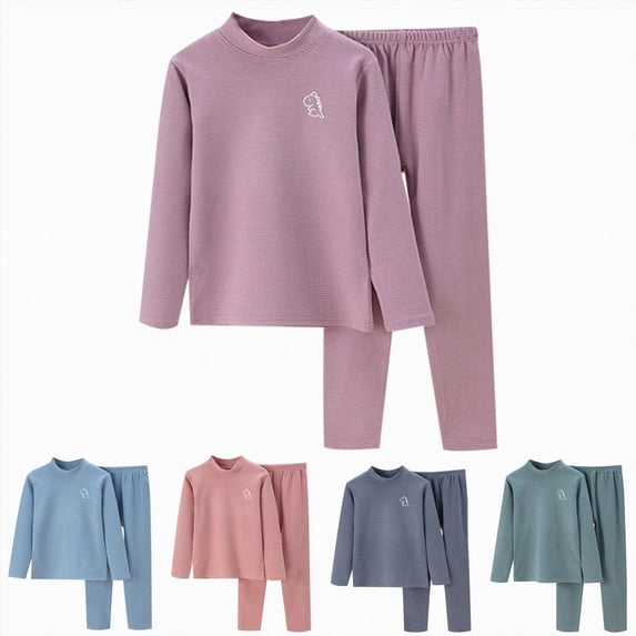 Girl Cotton Pajamas Set Long Sleeve Sleepwear Nightwear Soft Pjs Sets,thermal 6-12 Months 12-24 Months 2t 3t 4t 5t 6t 7t 8t 9t Children Purple 6-7 Years