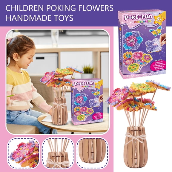 Girl Crafts for Girls Ages 6-8 Girls Crafts Ages 6-8 Flower Bouquet Kit with Wooden Vase Sequins Mess-Free DIY Art Activity Creative Room Decoration Gift for 5 to 9 Year Old Girls