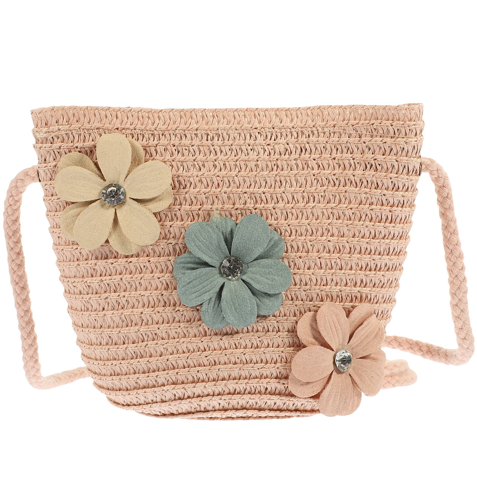 Girl Crossbody Pouch Lovely Small Crossbody Bag Beach Kids Straw Woven