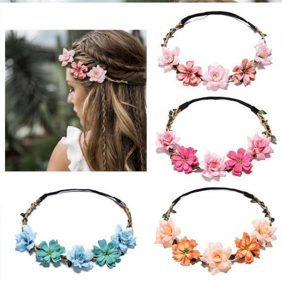 Girl Crown Floral Rose Flower Headband Hairband Wedding Hair Garland Headpiece