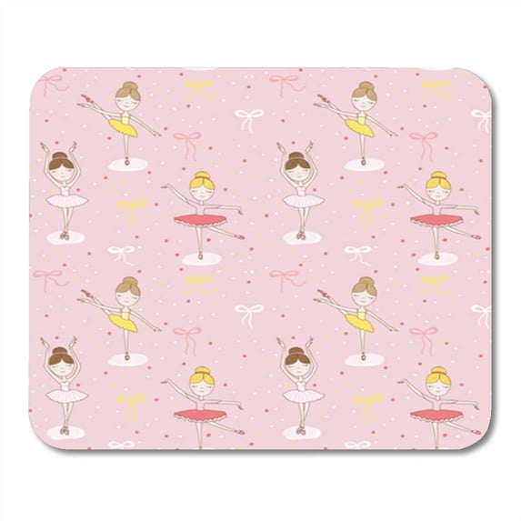 Girl Cute Ballerina in Pattern Romantic Baby Craft Dance Mousepad Mouse Pad Mouse Mat 9x10 inch