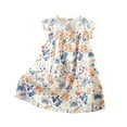 thumbnail image 1 of Girl Cute Dresses Sleeveless Summer Floral Dress Cotton Comfort Flutter Sundress Dailywear Sweet Clothing, Khaki, 8 Years, 1 of 3