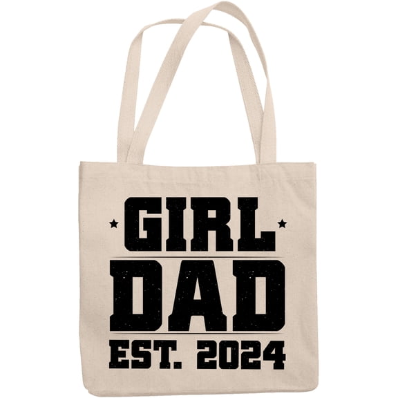 Girl Dad Est. 2024, Gender Reveal or Baby Shower, New Father or Daddy of Girls, 12oz Canvas Tote Bag
