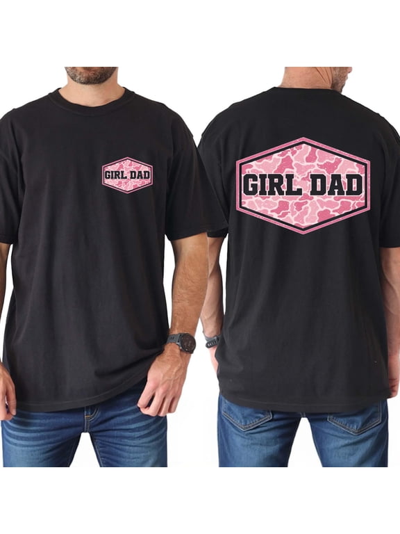Girl Dad Pink Camo Graphic Casual T-Shirt for Fathers and Men