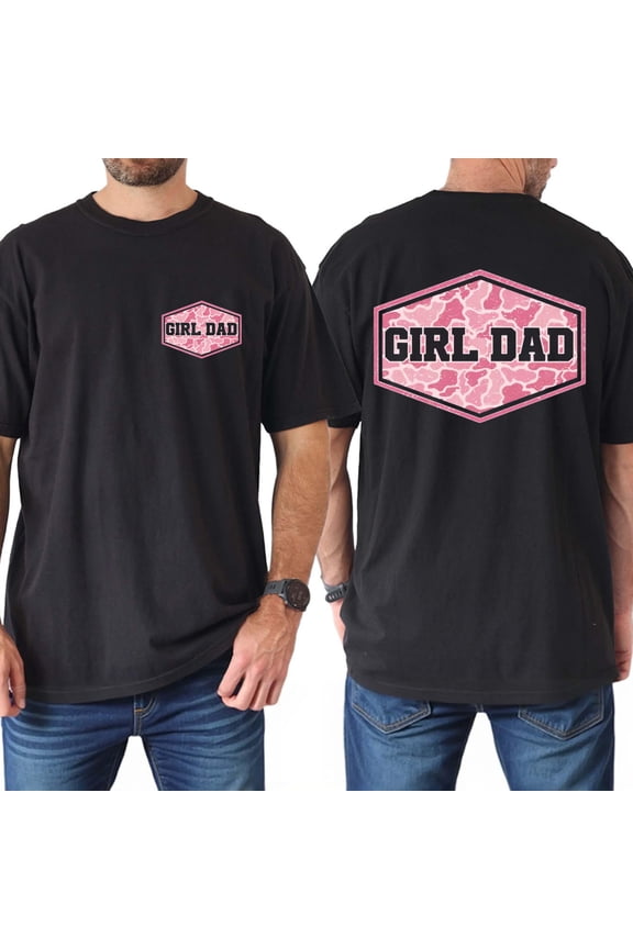 Girl Dad Pink Camo Graphic Casual T-Shirt for Fathers and Men