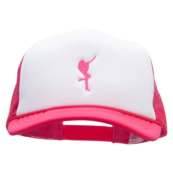 Girl Dancer Embroidered Foam Panel Mesh Snapback - Pink White OSFM