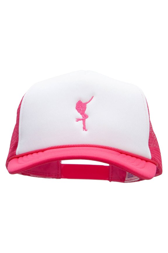 Girl Dancer Embroidered Foam Panel Mesh Snapback - Pink White OSFM