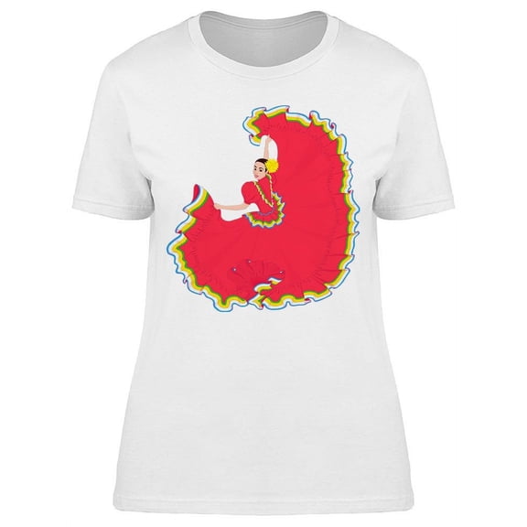 Girl Dances In A Mexican Dress T-Shirt Women -Image by Shutterstock, Female Large