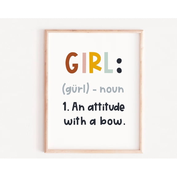 Girl Definition, Girl Nursery, Earth Color Art, Definition Print, Girl Nursery Decor, Baby Girl Gift, Nursery Decor Girl, Neutral Wall Art, Modern Wall Decor, 8x12 UNFRAMED