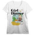 thumbnail image 1 of Girl Dinner Pickles & Chips Crew Neck Short Sleeve Women's White T-shirt
-Large, 1 of 3
