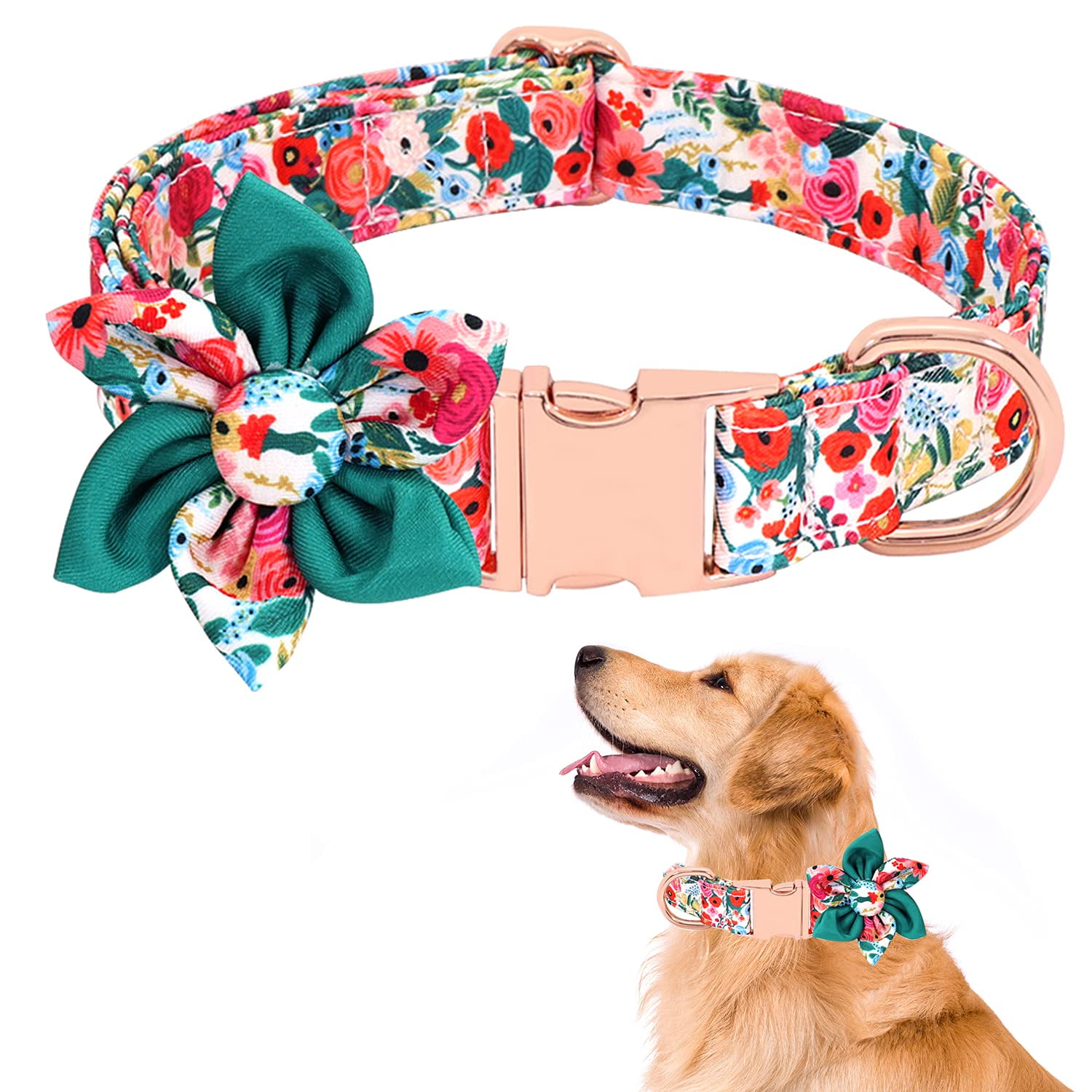 Girl Dog Collar with Flower, Adjustable Cute Dog Collar, Soft & Durable  Floral Dog Collar for Small Medium Large Dogs, Sturdy Dog Collar with  Safety Metal Buckle, Fit Necks 11.5-24.5'' DALUZ 