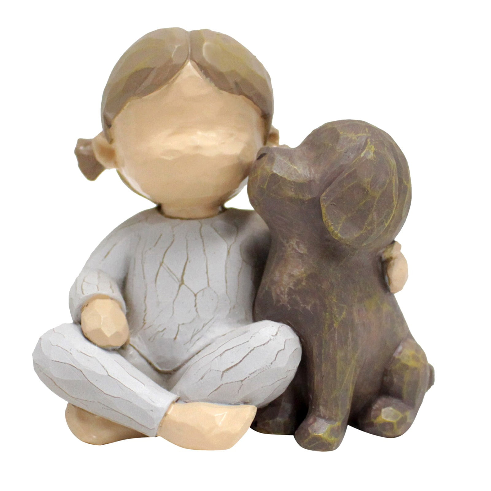 Girl and Dog Statue Decoration Senior Creative Wedding Gift Home