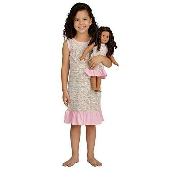 Girl & Doll Matching Outfit Clothes Pajama Nightgown Set for Girl & Doll Fits American Girl Dolls - Size 12