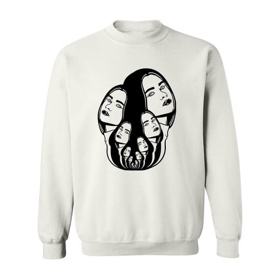 Girl Drawn Portrait Sweatshirt Men -Image by Shutterstock, Male Large