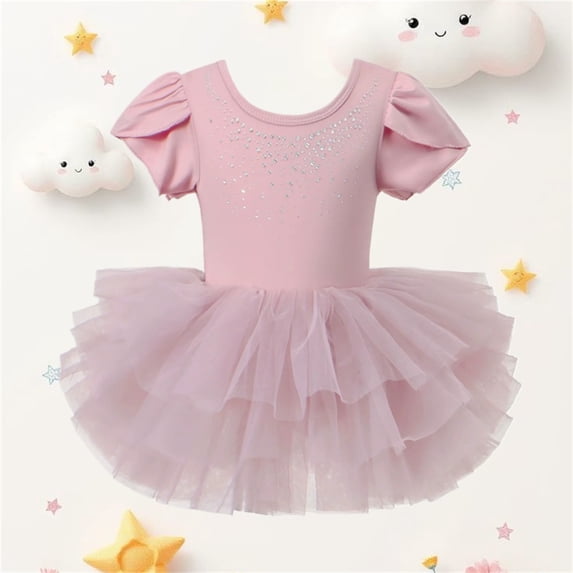 Kids Tulle Dress Pink Dress Sleeveless Birthday Girl Dress Children's Day Dresses for Girls 6-7 Years