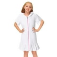 thumbnail image 1 of Girl Dress Hooded Zip Terry Swim Beach Cover Up Summer Short Sleeve Bathing Suit Fashion Party Dresses for Toddler, 1 of 8