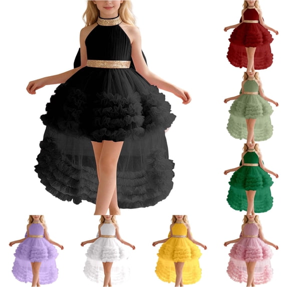 Girl Dress Layered Elegant Gown Cute Airy Unique Mesh Tulle for Pageant Charming Dress Set