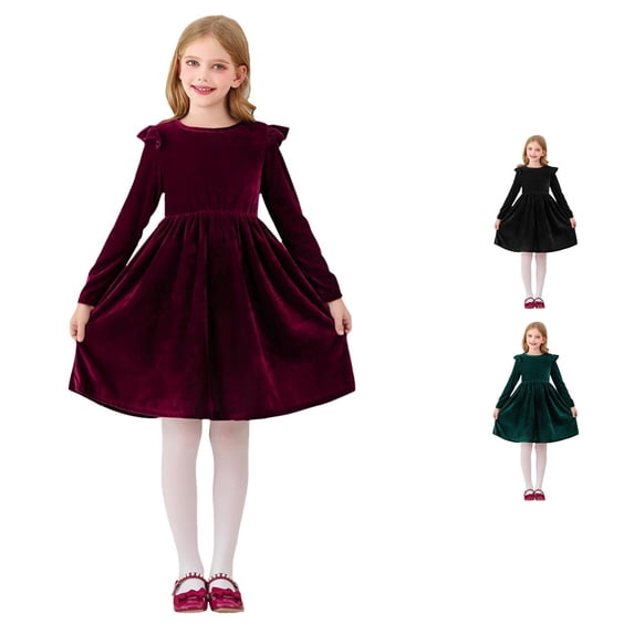 Girl Dress Long-sleeve Ruffle Gentle Airy Lovely for Spring and Casual Modern Bright Dress Set