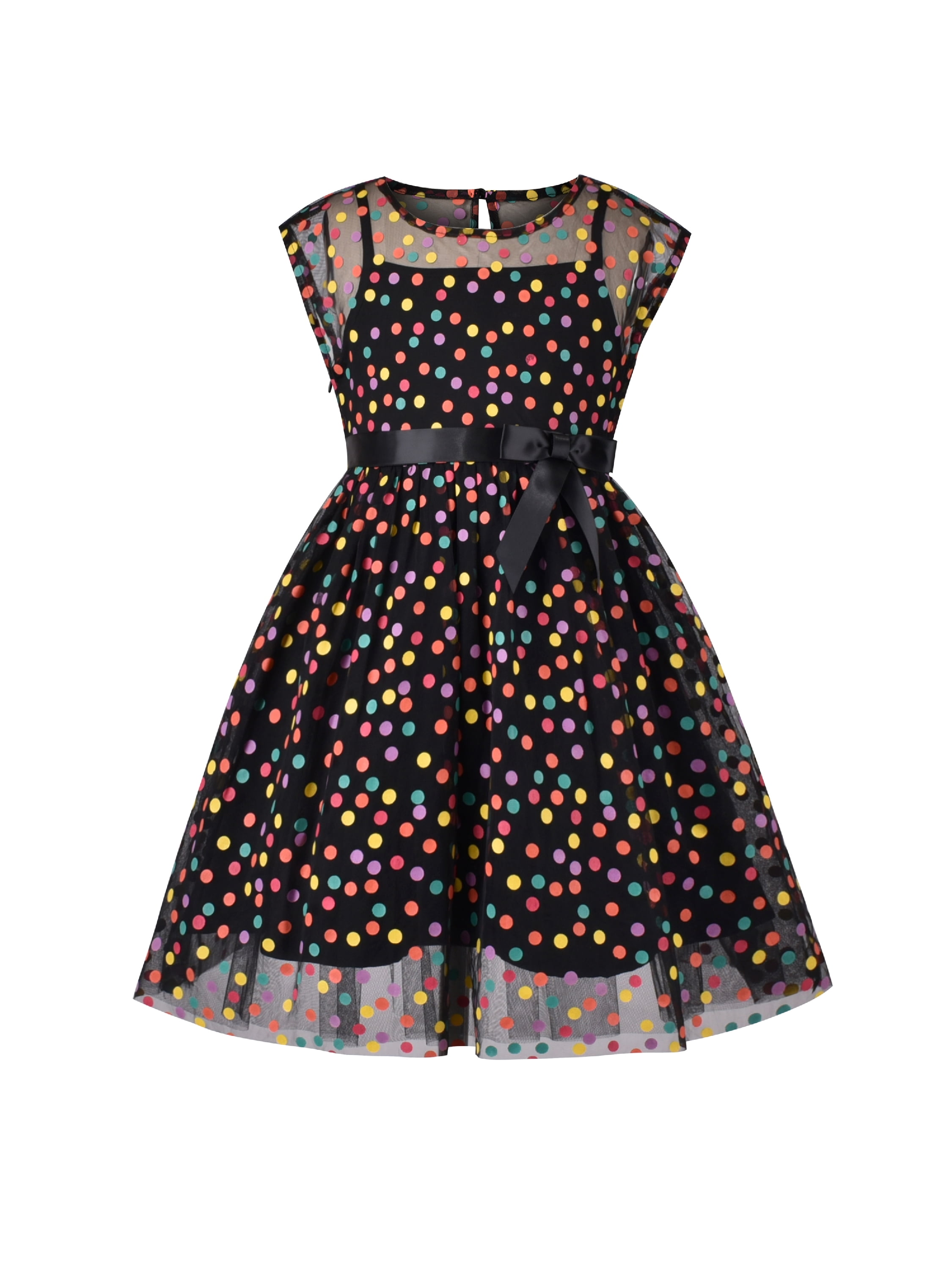gold dresses elegant Plain Gold Spot Chiffon Dress, Black/Gold – Jolie Moi Retail main image 1