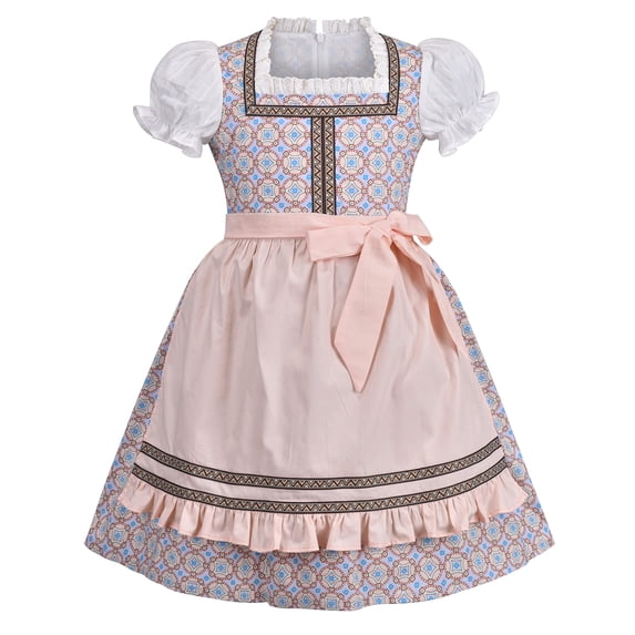 Sunny Fashion Girl Dress Pink German Dirndl Oktoberfest Beer Outfit Bavarian Festival 10 Years
