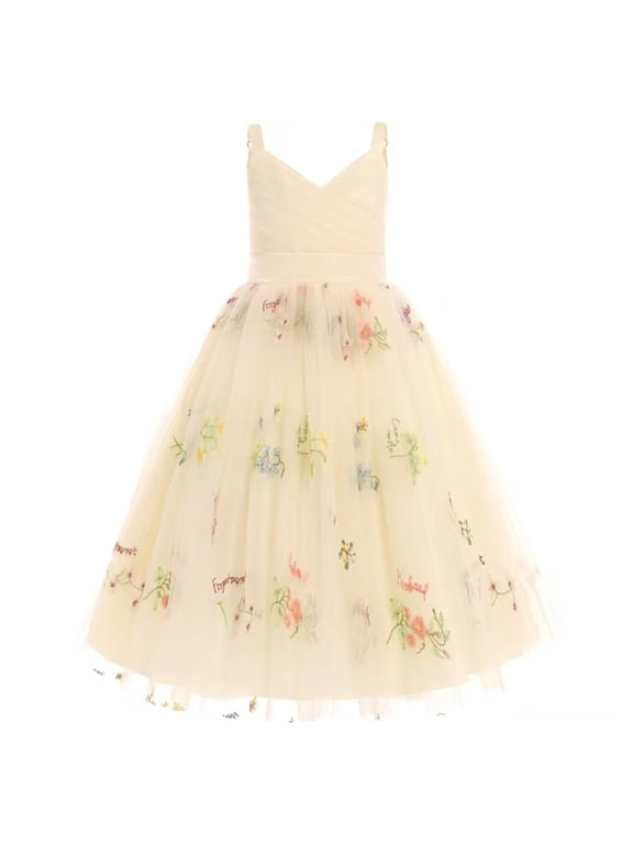 Girl Dress Size 3-4Y Youth Embroidered Lace Sleeveless Suspender Puffy Birthday Dress Dresses for Girls