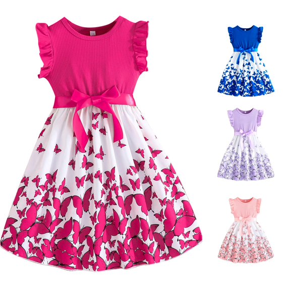 Girl Dress Sleeveless Bow Knot Ruffle Fancy Soft Stylish for Summer and Easter Modern Dress Set