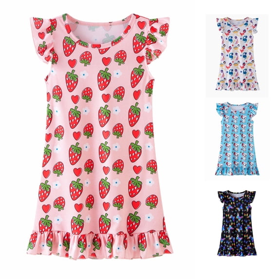 Girl Dress Sleeveless Cute Printed Warm Delightful Modern for Summer and Casual Comfortable Dress Set