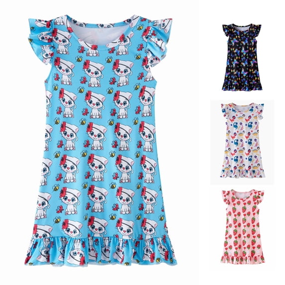 Girl Dress Sleeveless Cute Printed Warm Delightful Modern for Summer and Casual Comfortable Dress Set