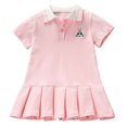 thumbnail image 1 of Girl Dress Summer Casual Baby Girls Cartoon Animal Pattern Short Sleeve Turn-down Collar Dress Kids Toddler Pageant Sundress, 1 of 6