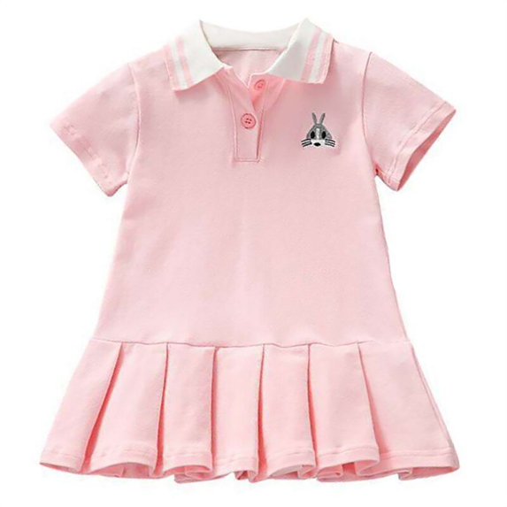 Girl Dress Summer Casual Baby Girls Cartoon Animal Pattern Short Sleeve Turn-down Collar Dress Kids Toddler Pageant Sundress