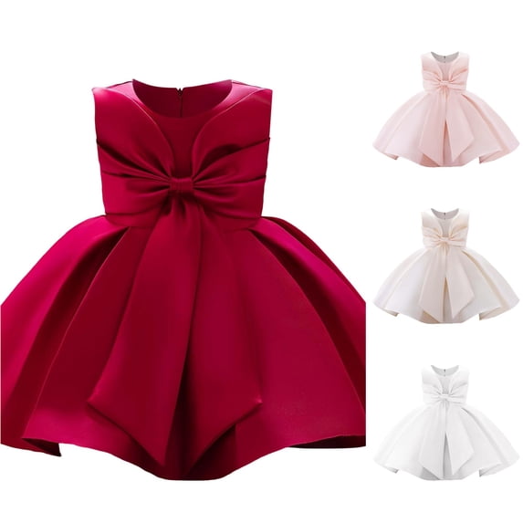 Girl Dress with Bow Ballet Tutu Bridal Party Flowy Comfortable for Party Cozy Sweet Dress Set
