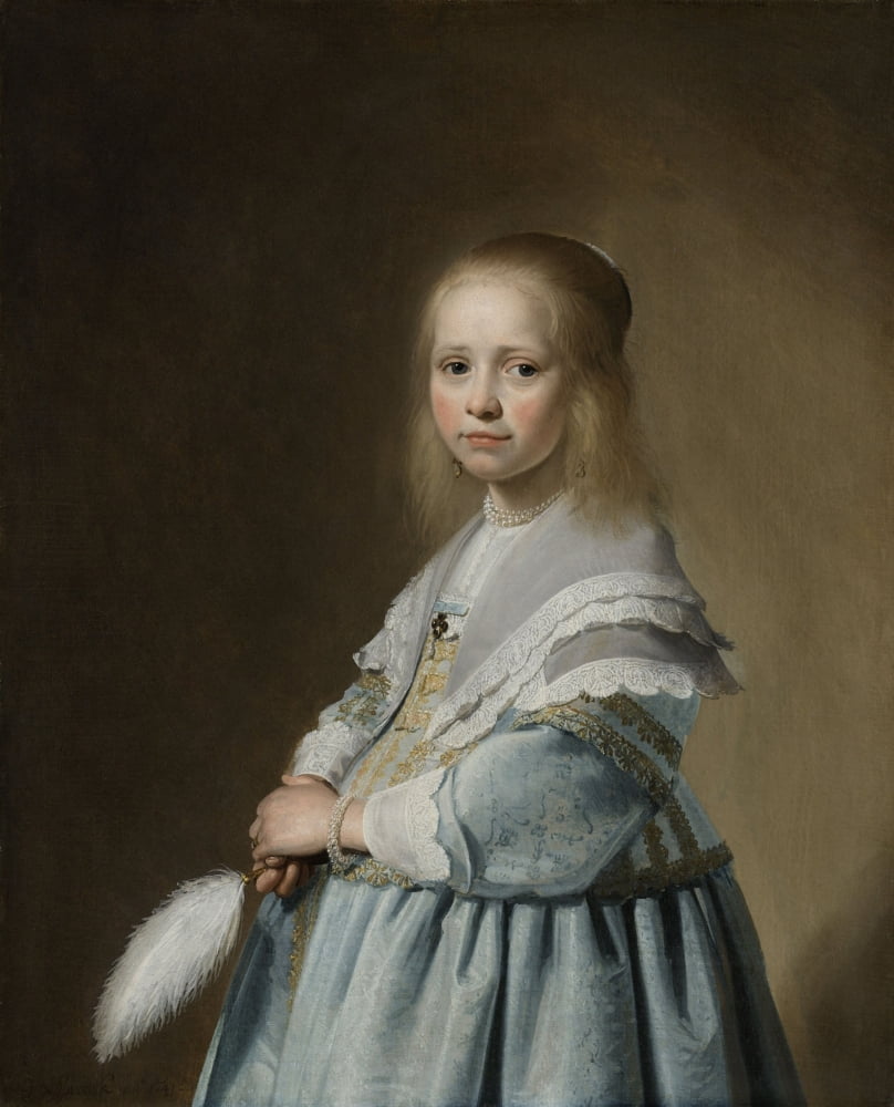 Girl Dressed In Blue Canvas Art - (18 x 24)