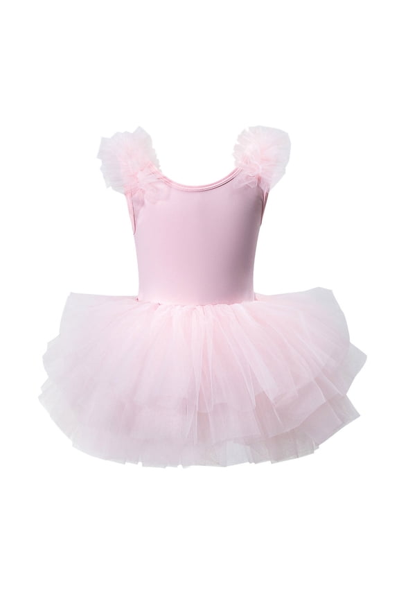 Girl Dresses Ballet Performance Strapless Solid Leotard Sleeveless Dance Tutu Dresses Dress for Girls Pink 3-4 Years
