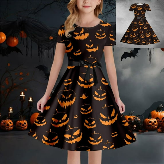 Girl Dresses Cartoon Dresses for Girls Short Sleeve Kids Halloween Costume 7-8 Years Toddler Kids Baby Girls Dress
