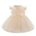 thumbnail image 1 of Girl Dresses Christening Princess Dress With Oversized Bow Satin Special Occasion Gown Toddler Dress Rose Gold 6 Months-9 Months, 1 of 7