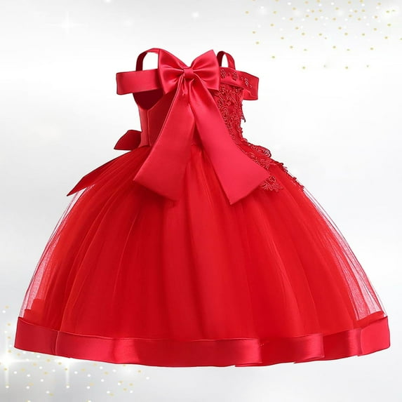 Girl Dresses Formal Dresses for Girls RedGraduation Dress Children'S Day Dresses for Girls Wedding Dress Princess Dress Up for Girls 5-6 Years