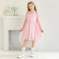 thumbnail image 1 of Girl Dresses Girls Contrast Mesh Long Sleeve High Waist A Line Dress Girls Party Dresses for Teens 7-8 Years, 1 of 6